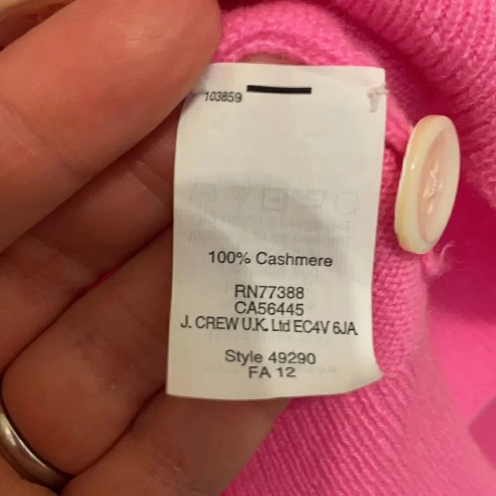J Crew 100% Italian cashmere neon pink boyfriend cardigan sweater